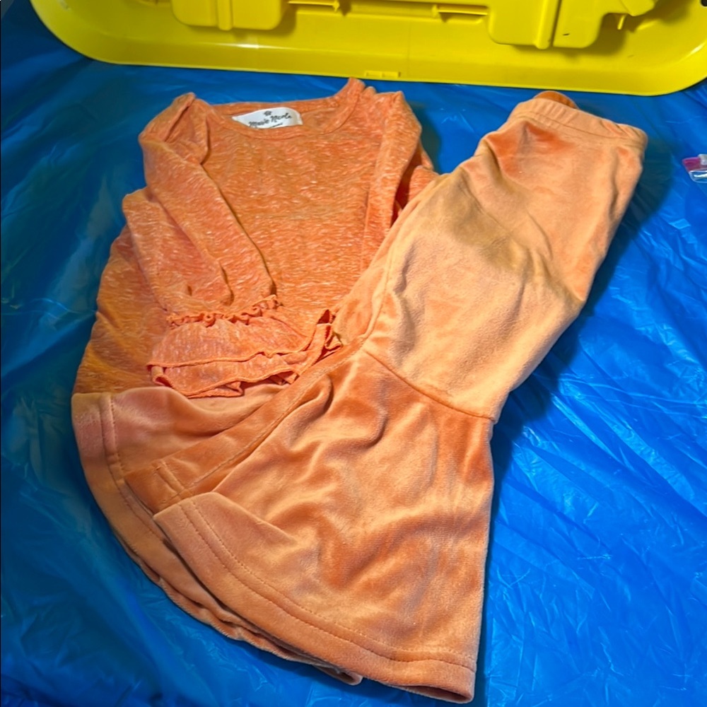 Orange Long Sleeve Top and Pants Set